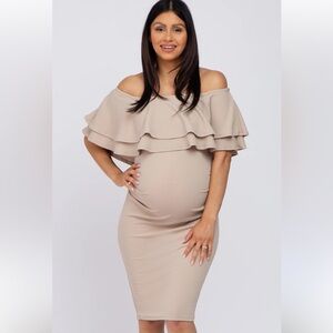 Off Shoulder‎ Maternity Dress Double Ruffle